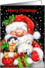 Christmas Santa Penguin and Polar Bear card