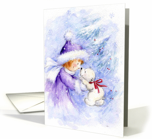 Christmas Snow girl and Polar Bear card (106064)