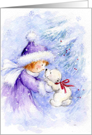 Christmas Snow girl and Polar Bear card