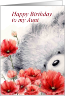 Bear holding flowers for Aunt card