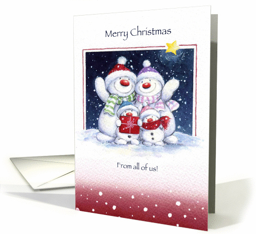 merry christmas from Cute snowman family. card (1435488)