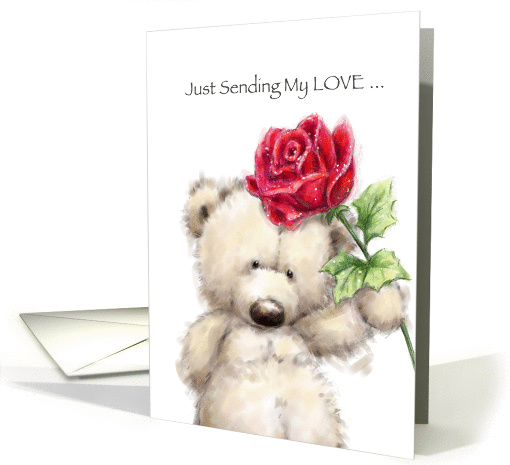 Cute bear giving a rose to the one he loves card (1437736)