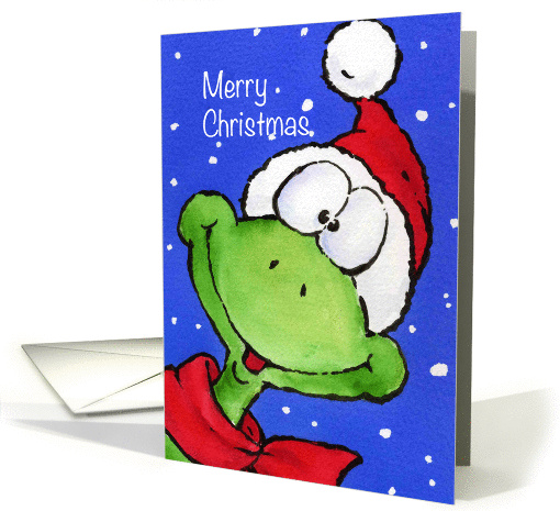 Merry Christmas to my grandson card with funny frog. card (1438168)