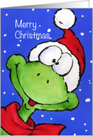 Merry Christmas and Happy New Year with funny frog. card