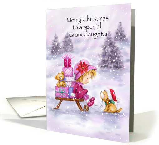 Cute little girl sitting on sleigh with Christmas... (1438652)