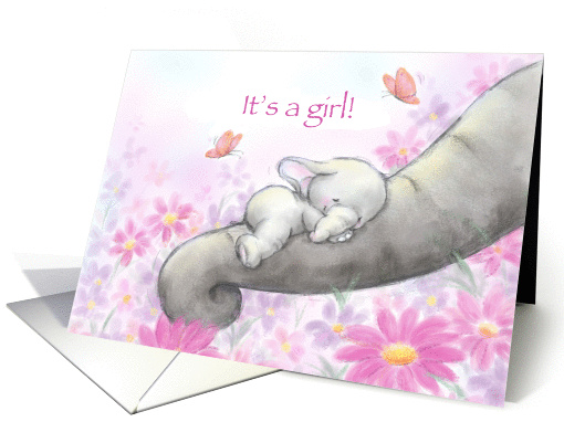 Baby elephant asleep on mom's trunk,congratulations on... (1445558)