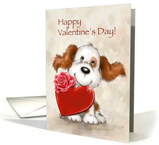 Cute dog with heart, Happy Valentine's Day. card (1462030)