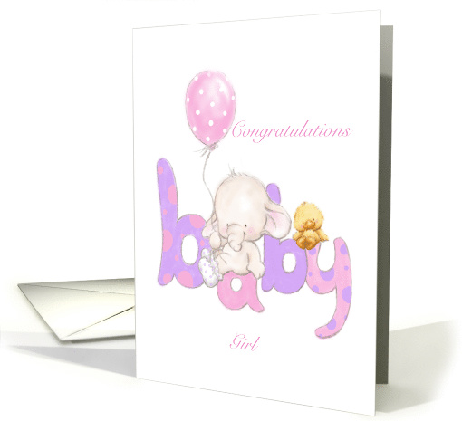 Soft baby girl color letter and cute baby elephant with... (1484882)