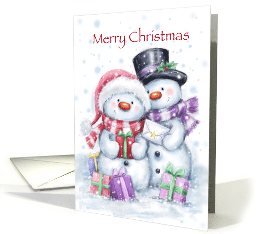 Cute snowman couple with letter and Christmas Presents... (1498944)