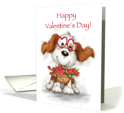 Cute dog wearing heart shaped eyeglasses with roses,... (1505484)