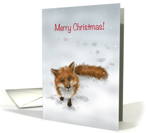 A Fox greeting in snow, Merry Christmas! card (1530752)