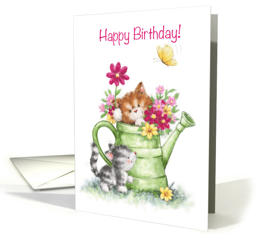 Happy Birthday friend, two cats with water can with... (1536204)