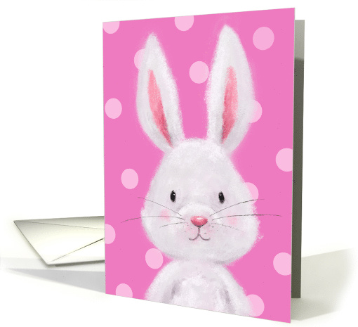 Blank Any Occasion with Cute Rabbit on Pink Dotted Background card