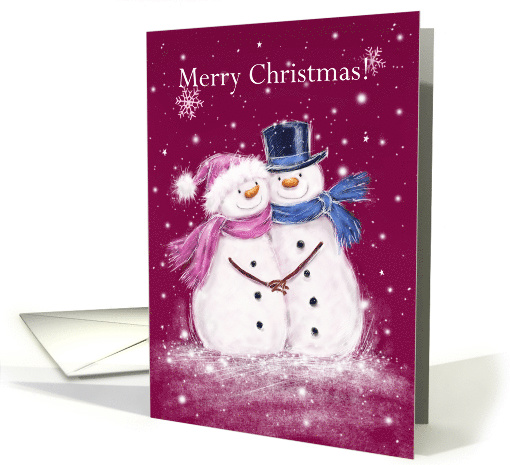 Merry Christmas for both of you, snowman couple cuddling... (1542130)