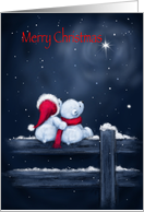 Merry Christmas with Love, Polar Bears Sitting and Watching a Star card