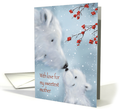 Season's Greeting for Mother, Polar Cub Lookin at Mother card