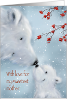 Season’s Greeting for Mother, Polar Cub Lookin at Mother card