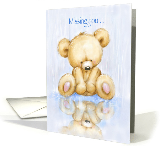 Bear Sitting in Rain Watching his Reflect, Missing You card (1555048)