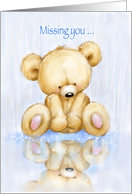 Bear Sitting in Rain Watching his Reflect, Missing You card