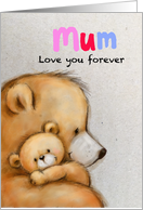 Bear Mum Hugging Cub, Happy Mother’s Day card