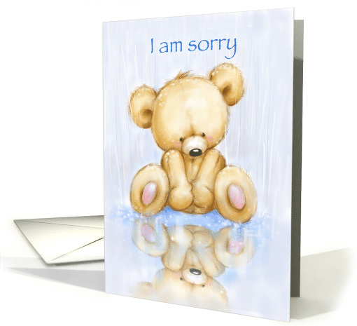 I am Sorry, Cute Bear Feeling Sorry in Rain card (1558028)