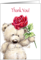 Bear with Red Rosed, Thank You card