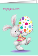 Happy Easter, Rabbit with Decorated Egg card