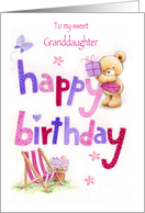 Happy Birthday Granddaughter, Bear with Soft Color Letters card