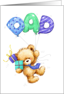 Happy Birthday DAD Bear Flying with Balloons and Presents card