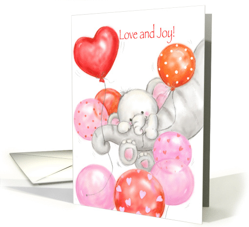Baby Shower Baby Girl Elephant with Balloons card (1566276)
