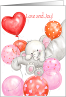 Baby Shower Baby Girl Elephant with Balloons card