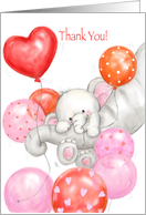 Thank You for Baby Shower Gift, Baby Girl Elephant with Balloons card