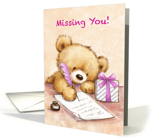 Missing You, Cute Bear Writing a Letter card (1628462)
