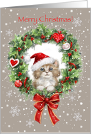 Merry Christmas, Cute Cat Popping from Wealth card