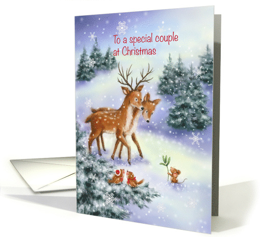 Christmas for Couple Cute Dear Couple in Snowy Land card (1637474)