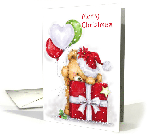Cute Bear with Big Present and Balloons card (1637494)