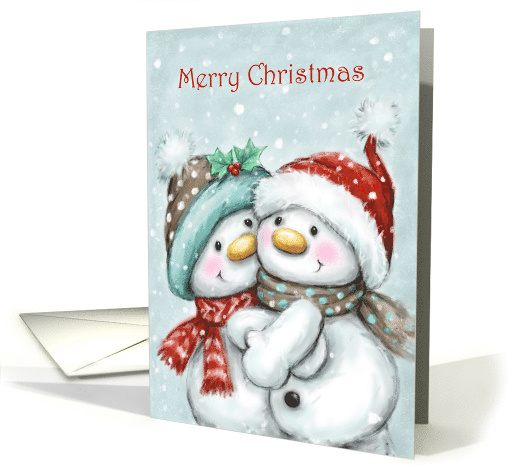 Cute Snowman Couple Hugging card (1637508)