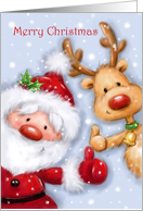 Comical Santa and Reindeer’s Thumb Up card