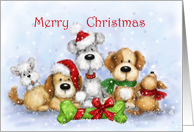 Merry Christmas Dogs with Huge Wrapped Bone card