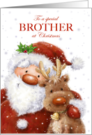 Christmas to Brother Santa and Reindeer with Big Smile card