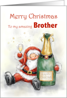 Merry Christmas to Brother Santa with Drink card