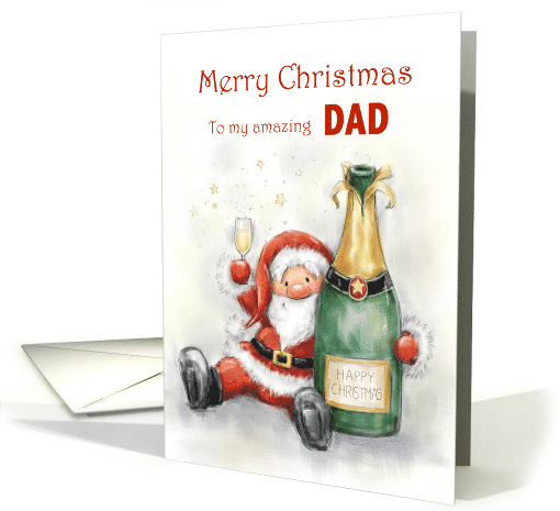 Merry Christmas to Amazing Dad Santa with Drink card (1659722)