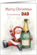 Merry Christmas to Amazing Dad Santa with Drink card