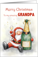 Merry Christmas to Amazing Grandpa Santa with Drink card