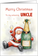 Merry Christmas to Amazing Uncle Santa with Drink card