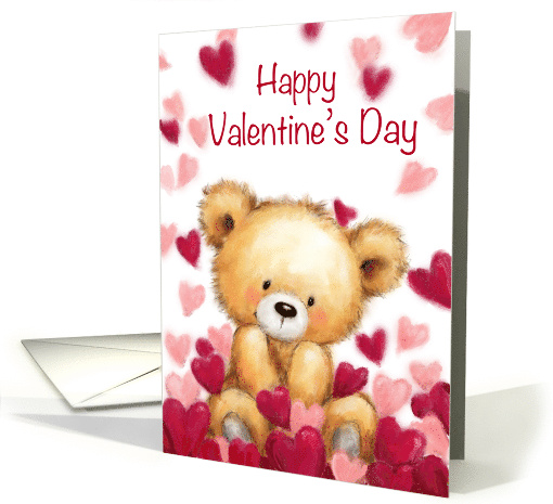 Happy Valentine's Day partner Bear Sitting in Hearts Around card