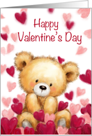 Happy Valentine’s Day partner Bear Sitting in Hearts Around card