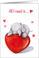 Happy Valentine’s Day Little Elephant on Heart card