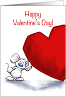 Romantic Love Happy Valentine’s Day Cute Mouse with Big Heart card