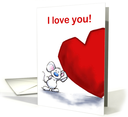 I Love You Cute Mouse with Big Heart card (1660828)